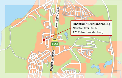 Anfahrt Finanzamt Neubrandenburg Grafik: Steuerportal MV Anfahrt Finanzamt Neubrandenburg